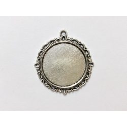 Díszes medál-alap - antik ezüst (25mm)