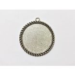 Antik ezüst Sodrott szélű medál-alap (35mm)