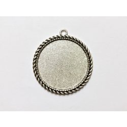 Antik ezüst Sodrott szélű medál-alap (35mm)