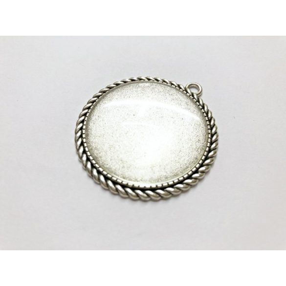 Antik ezüst Sodrott szélű medál-alap (35mm)