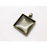 Antik bronz szögletes medál-alap 25mm