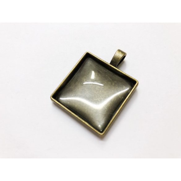 Antik bronz szögletes medál-alap 25mm
