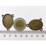 Ovális 3 hurkos bronz medál-alap (25*18mm)