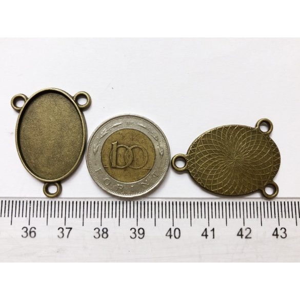 Ovális 3 hurkos bronz medál-alap (25*18mm)