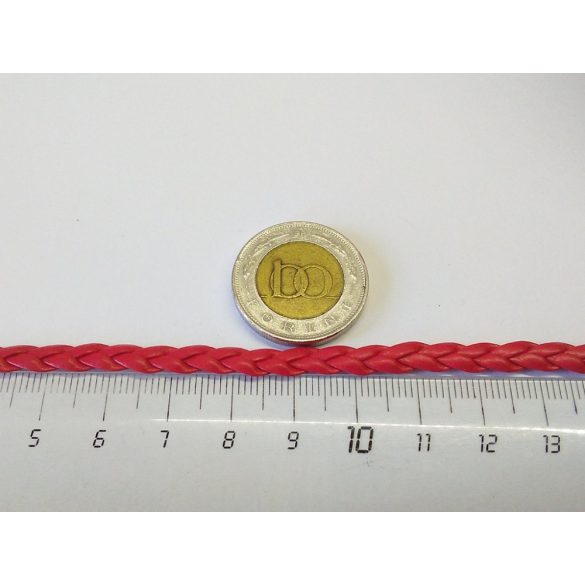 ~5mm Műbőr fonat - piros (50cm)