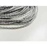 ~ 3 mm Műbőr fonat - ezüst (50cm)