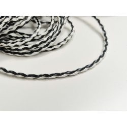~ 3 mm Műbőr fonat - fekete-fehér (50cm)