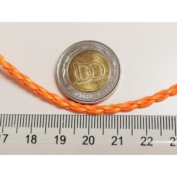 ~ 3 mm Műbőr fonat - narancssárga (50cm)
